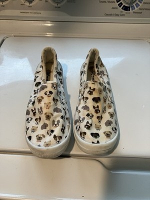 Puppy dog slip on shoes women s7.5 white brown humane society ASPCA