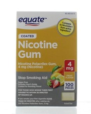 Equate Nicotine Gum Fruit Flavor 4mg 100CT Free Shipping Exp 5/27