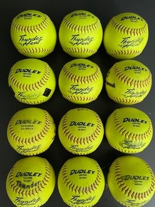 Dudley Thunder Heat Used Slow Pitch Softballs ASA/USA 12 Inch One Dozen Leather