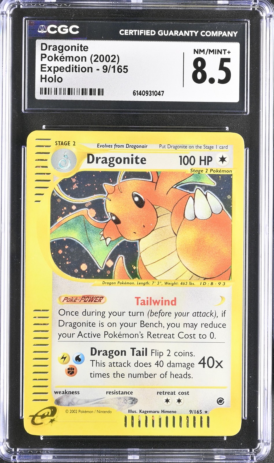 CGC 8.5 NM/MINT+ Dragonite 9/165 Expedition Holo Pokemon Card