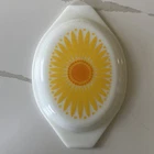 Vintage Pyrex #945-C oval Casserole Lid. Sunflower Daisy Design. Lid Only
