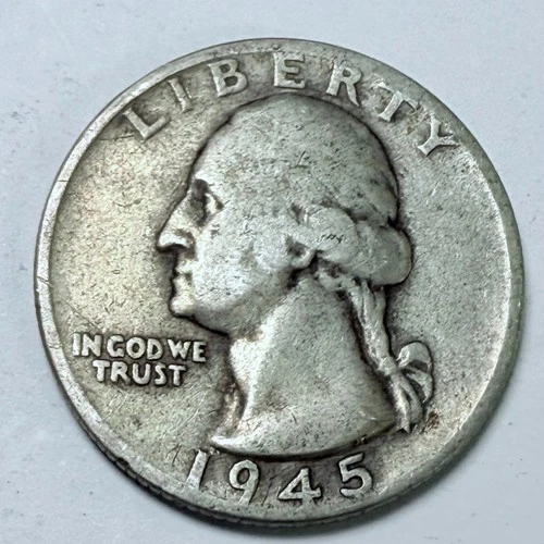 1945 Washington Quarter 90% Silver Very Good Details #4528