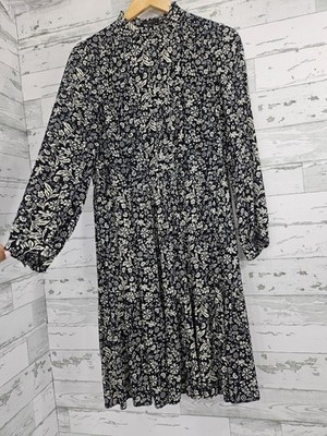 J Crew Hadid Shirtdress Black White Bouquet Floral Print Flowy Women Tall MT