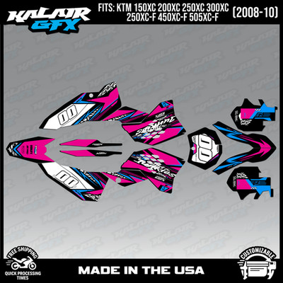 Graphics Kit for KTM all XC and XC-F Models (2008-2010) Rugged-MAGENTA