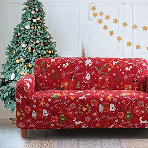 Christmas Printed Sofa Cover Santa Claus