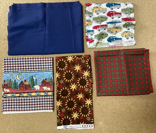 Lot of (5) Cotton Fabric Remnants 4+ yards