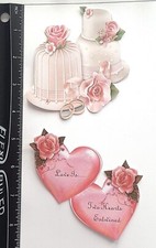 Lot of 2 Love Wedding 2 Hearts Entwined Cake SINGLE LAYER Embellishments 193