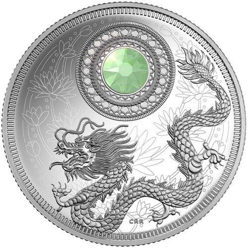 Canada 2016 Dragon Birthstones - October - Opal $5 Silver Proof Coin Swarovski
