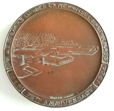 Antique 1849-1924 75th Anniversary Stearns Lumber Boston Bronze Plaque Trivet