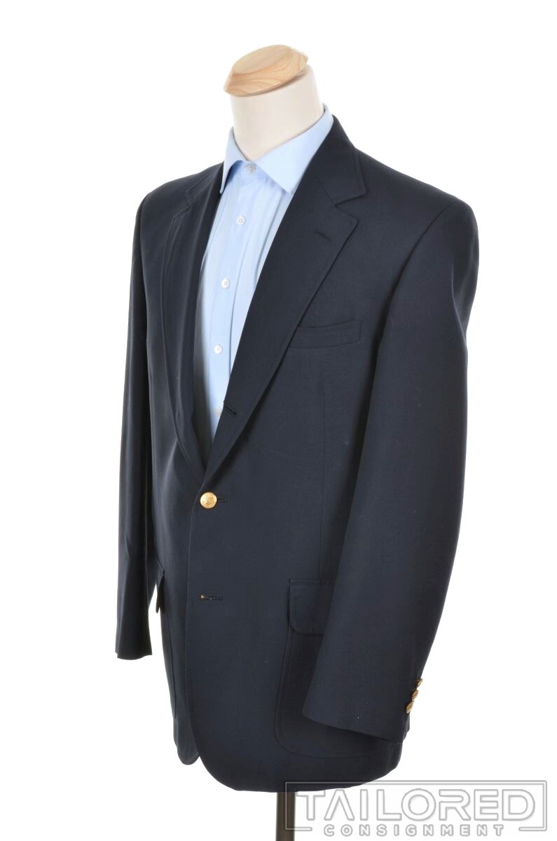 ORVIS Solid Blue Wool Gold Tone Button Mens Blaze… - image 1