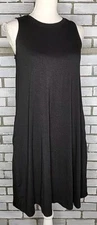 Time & Tru Women's Sleeveless A-Line Swing Tank Dress Size Small Black Pockets
