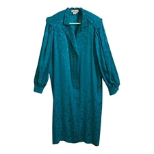 Vintage Umi Collections Anne Crimmins Silk Dress Size 14 Women's Teal Turquoise