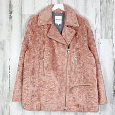 Avec Les Filles Nwot Plus Size Pink Faux Shearling Biker Moto Jacket Size 1x
