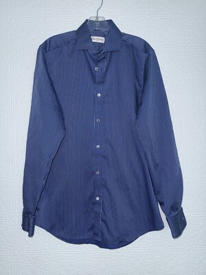 Robert Graham Men s Shirt Cotton Blue Striped Long Sleeve Button Down 39-15.5