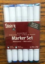 Studio 71 Dual Tipped Alcohol BASED Set of 6 Markers BLUE TONES