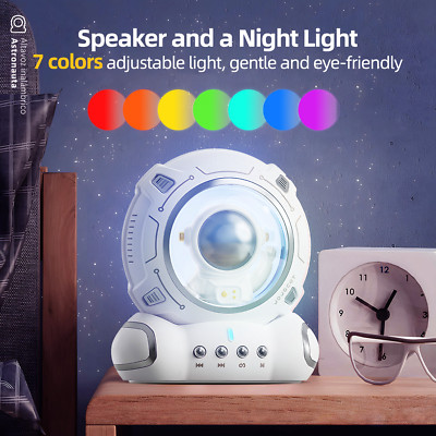 Wireless Speaker Cartoon Astronaut Portable Speaker with 7 Colors Night Light