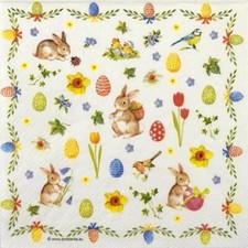 4x Single Cocktail Napkins Decoupage and Party - Easter Collage