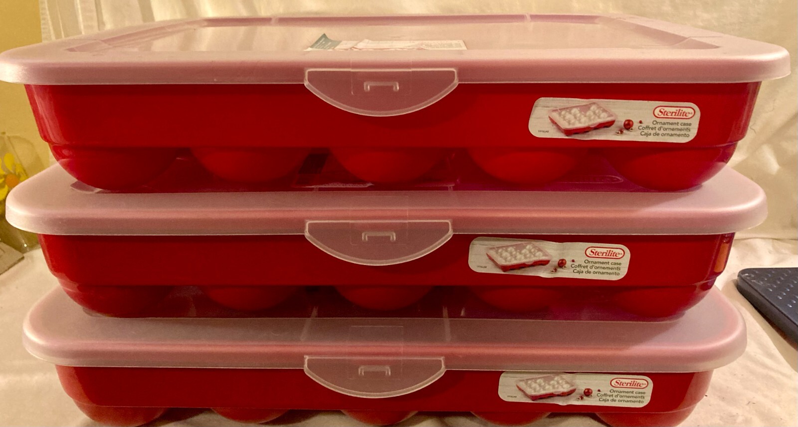 Sterilite 20 Compartment Christmas Ornament Boxes Totes Set Of 3 New eBay