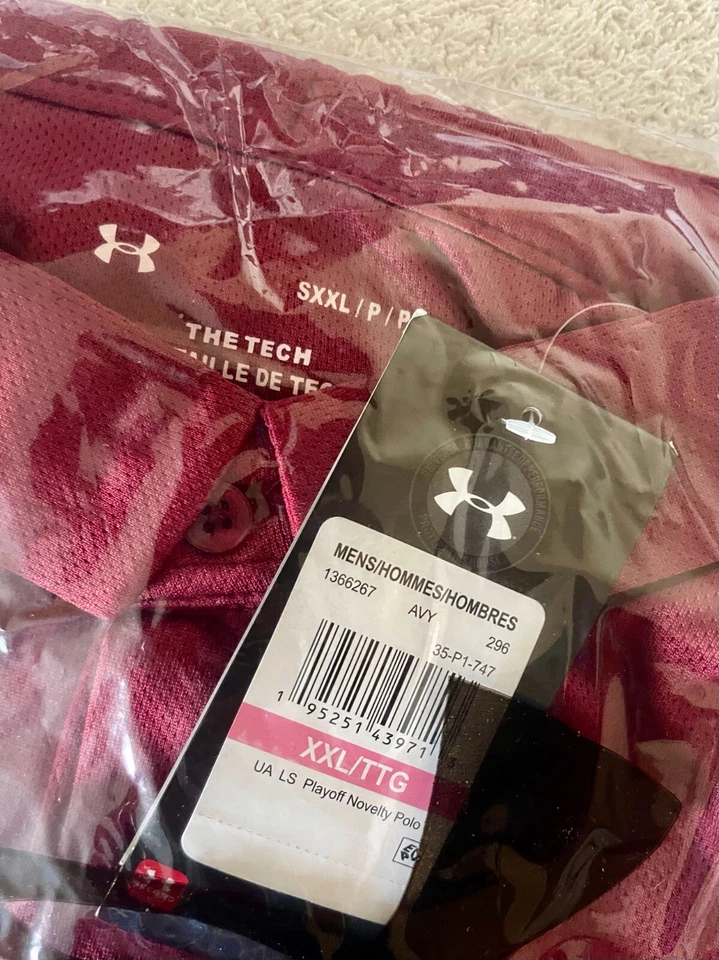 UNDER ARMOUR UA MENS  PERFORMANCE 2.0 STRETCH HEAT GEAR GOLF POLO SHIRT L, XL - Image 3 of 4