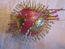 Mary Maxim Completed Christmas Ornament Beaded - 3 inch diameter - New