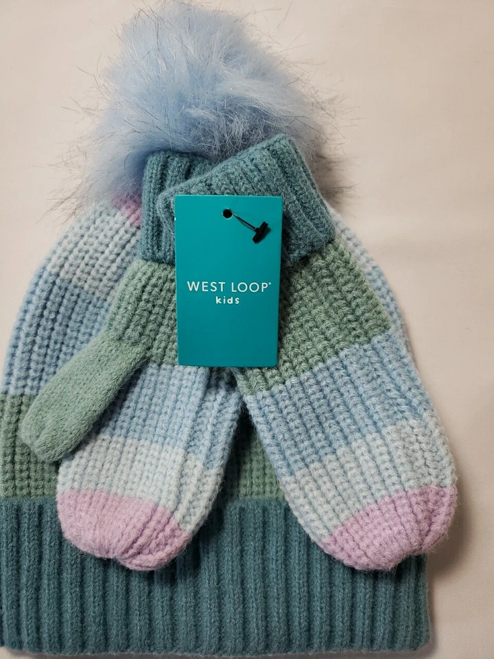 Compra a granel Venta al por mayor West Loop Niños Talla Única Invierno PomPom Sombrero y Mitones 5 Juegos Foto 4 de 4