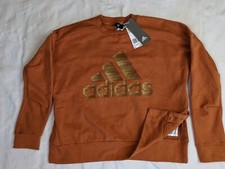 Womens Sweatshirt Adidas Medium Brown Peach Casual Active Gym Style NWT