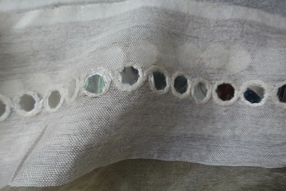 Cream linen silk chunni shawl sarong dupatta Bollywood Indian SKU18000 Foto 4 de 4