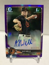 2018 Bowman Chrome Purple Refractor Autographs Alex Wells 1st Bowman Auto /250
