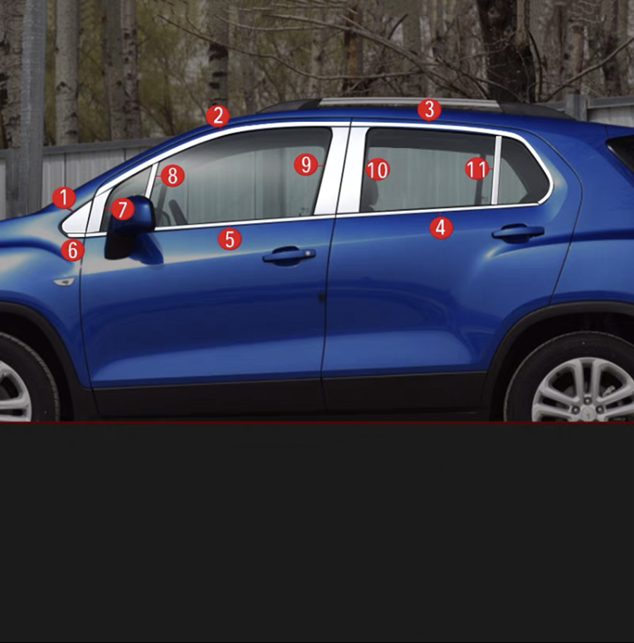 For Chevrolet Trax 14-22 Chrome Steel Full Windows Strip Sill Molding Cover Trim