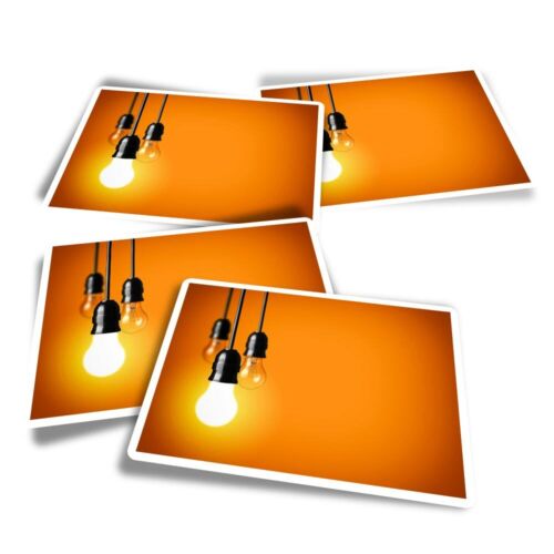 4x Rectangle Stickers - Orange Light Bulb Design #3692 - Picture 1 of 8