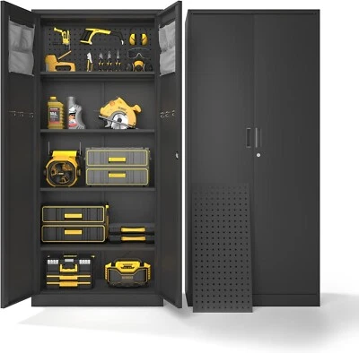 COFAR Metal Garage Storage Cabinet with Locking Door, Lockable Heavy Duty Tool Cabinet