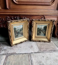 Pair Of Diminutive 19th Century Impressionist Landscapes 