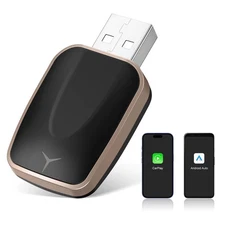 2 in 1 Carplay Android Auto Wired to Wireless Smart Mini Adapter, Compatible wit