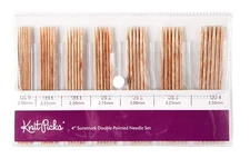 Double Pointed Wood Knitting Needle Set (Sunstruck 4")