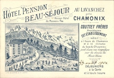 Postcard Chamonix Mont Blanc Haute Savoie, hotel pension Beau-Séjour - 11589251