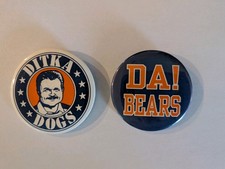 Chicago Bears/Ditka Vintage Promotional Pinback Buttons 1980-1990's, Lot Of 2
