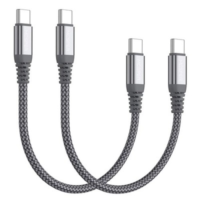 Short USB C to USB C 60W Cable(2 Pack 0.5Ft), Type C Fast Charging Nylon Braided