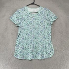 J. Jill T-Shirt Womens Medium Blue Floral Pima Cotton Stretch Shirttail Tee Gym