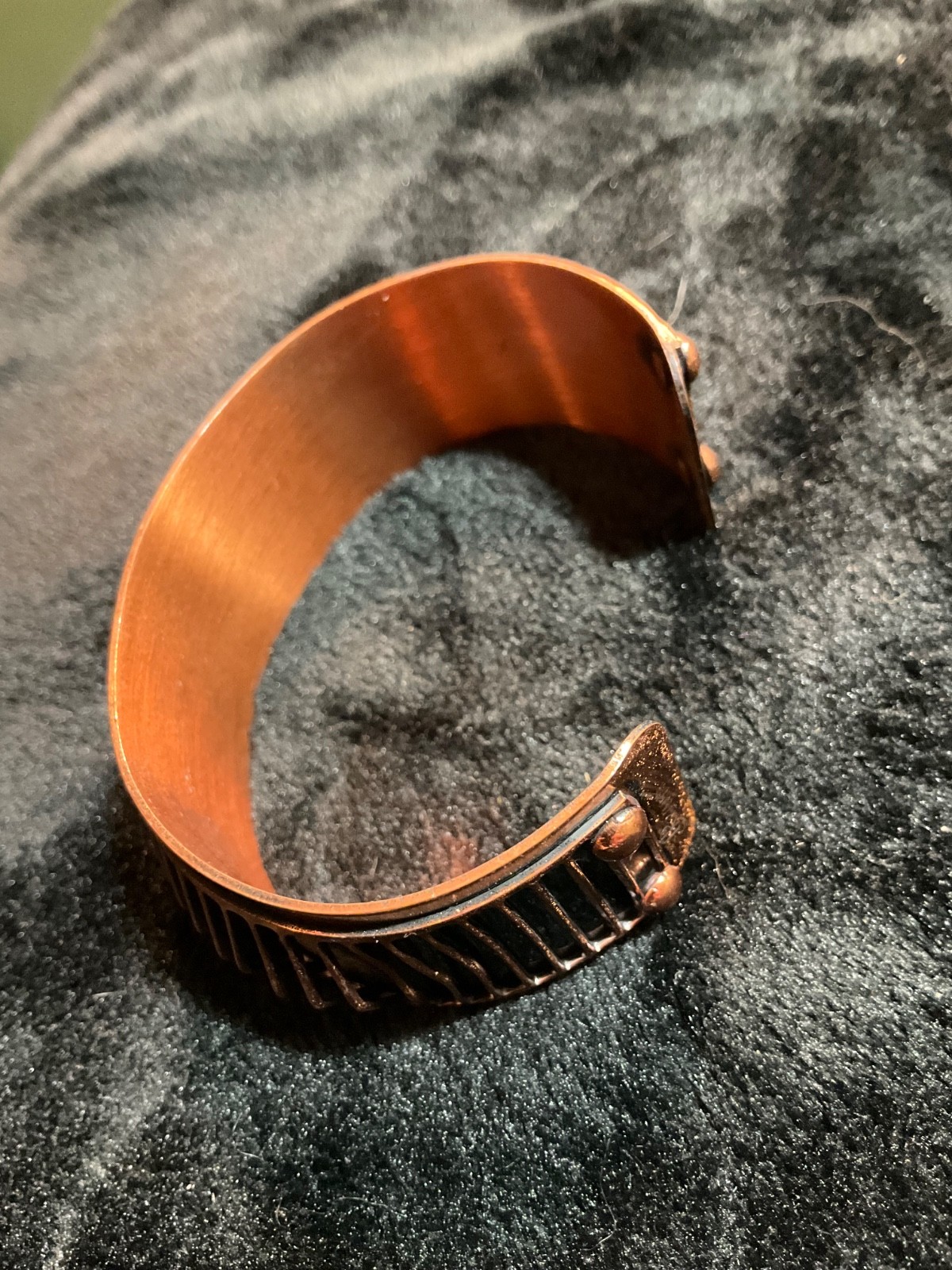 Vintage Renoir signed Solid copper shadowbox cuff… - image 4