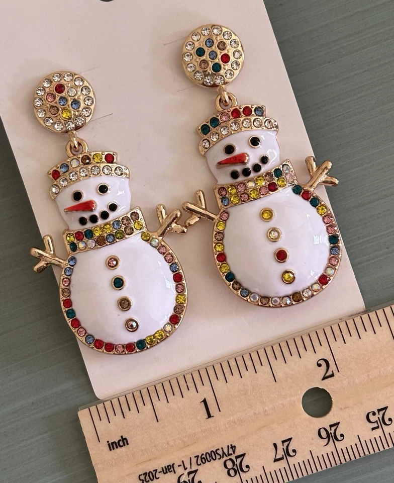 Pendientes colgantes muñeco de nieve con estrás de cristal multicolor nuevos sin etiquetas Foto 4 de 4