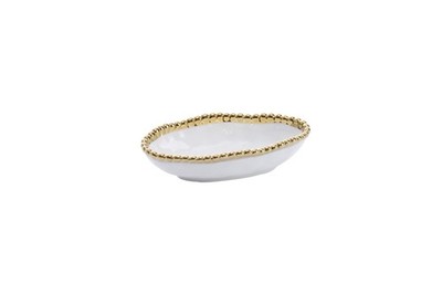Pampa Bay Golden Salerno Long Condiment Bowl, White, Porcelain