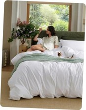 Bedsure PureWoven 100 Washed Cotton Duvet Cover Set, Queen Size, 3-PC Linen