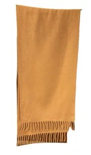 HANDCRAFT INC 100% Cashmere Scarf Fringe Camel Tan Brown 12” x 48”