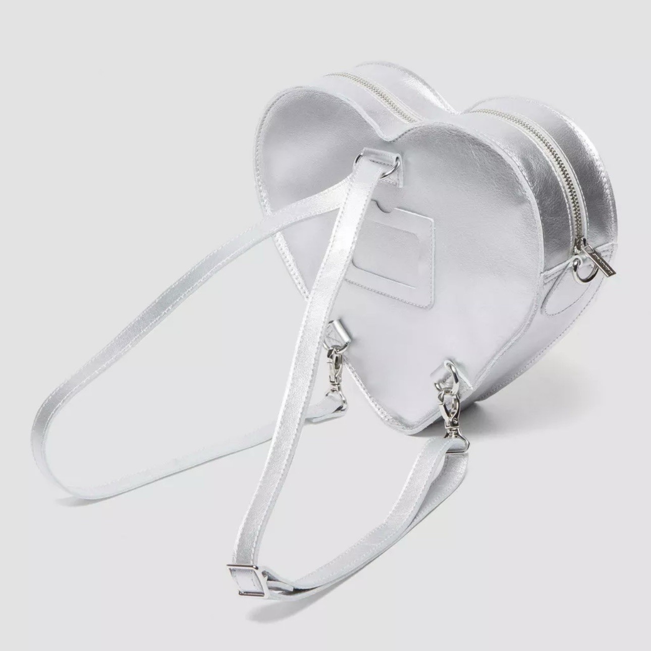 Dr. Martens Heart Shaped Leather Backpack Cross Body Bag Handbag Silver NWT RARE image 9