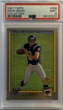 DREW BREES 2001 TOPPS COLLECTION #328 PSA 9 ROOKIE CARD RC HOF Saints. rookie card picture