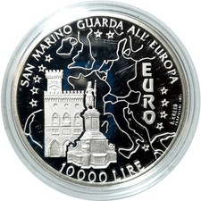 [NC] SAN MARINO - 10000 LIRE 1996 - EURO  - ARGENTO PROOF CAPSULA