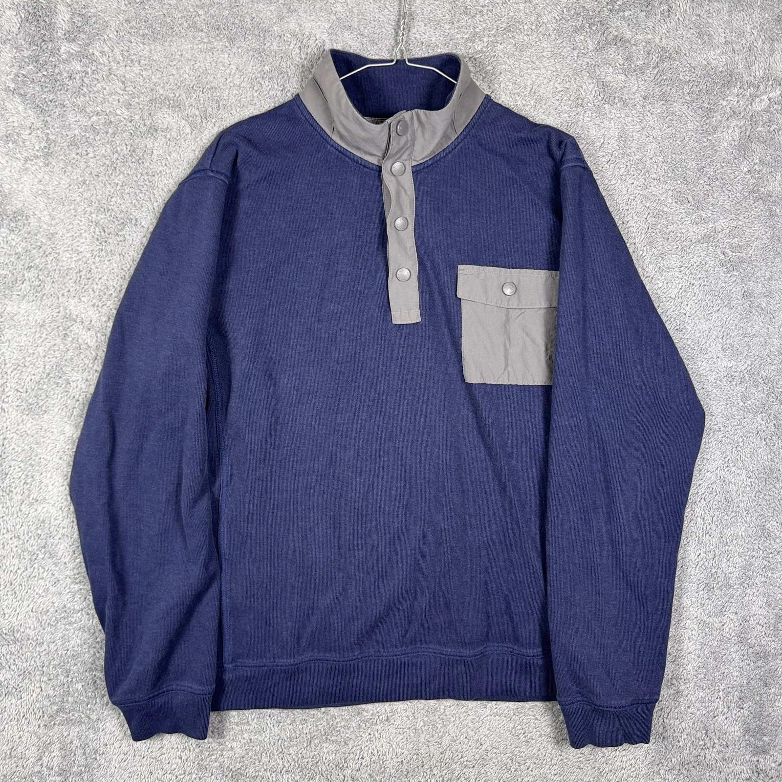 LL Bean Jacket Mens L Reg 501146 Snap-T Knit Softshell Trim Sweater Gorpcore