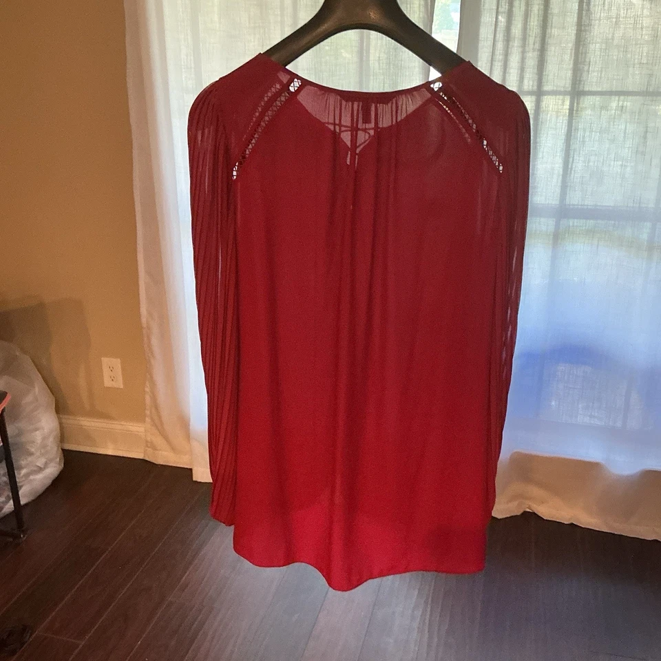 Blusa feminina White House Black Market tamanho 14 manga plissada borlas - Imagem 4 de 4