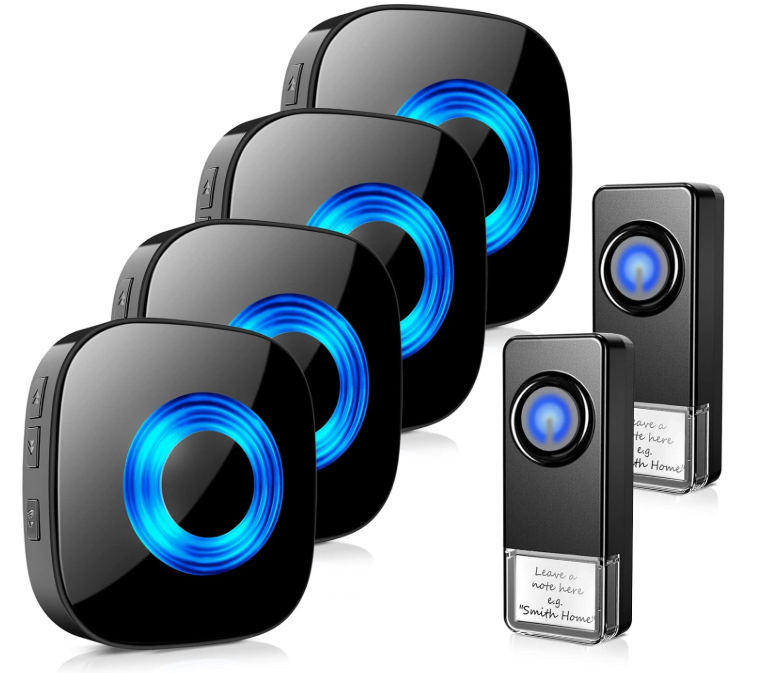 Timbre inalámbrico para el hogar, resistente al agua, luz LED estroboscópica, 2