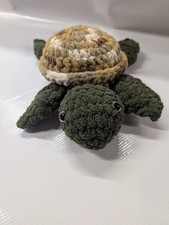 Crochet Turtle Plush 9 Long Handmade Stuffed Animal